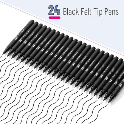 Mr. Pen- Felt Tip Pens, Fine Point, 12 Pack, Blue and Black Inks, Fast Drying, No Smear, Bible Journaling Pens No Bleed-Through for Planners, Sketching, Writing