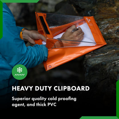 Waterproof Clipboard A4 Portrait by Paperdry, Black, Superior PVC Plastic with Cold Protection, Outdoor Covered Clip Board with Storage, A4 Waterproof Document Holder