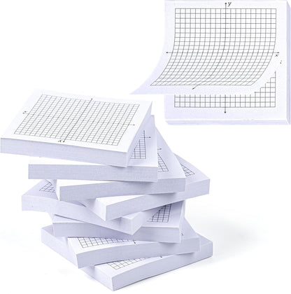 8PCS Graph Paper Sticky Notes 800 Sheets Self Adhesive Mini X Y Axis Coordinate Plane Post It 20 X 20 Four Quadrant Grid Pad for School Office Supplies 3 X 3 Inch
