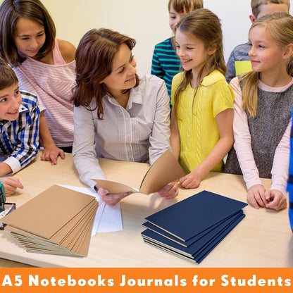 Mimorou 100 Pcs Journals Notebooks Bulk - Kraft Softcover A5 Small Notebooks 5.5 Inch x 8.3 Inch Notepads with 60 Page 30 Sheet for Writing Sketch Travel Office Supplies(Navy Blue,Lined)