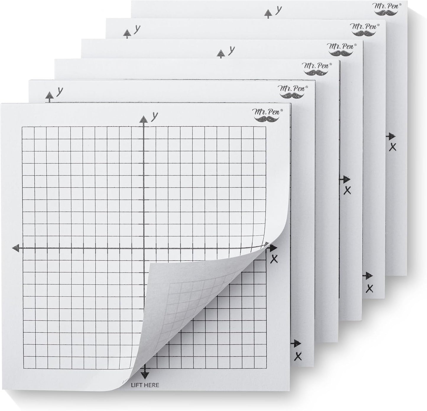 Mr. Pen- Graph Sticky Notes, 3x3 Inch, 6 Pads, 50 Sheets/Pad, 300 Sheets, 6 Grid Designs, White, Square Graph Paper Notes, Grid Sticky Note Pads for Math, Study, Journals, Planners