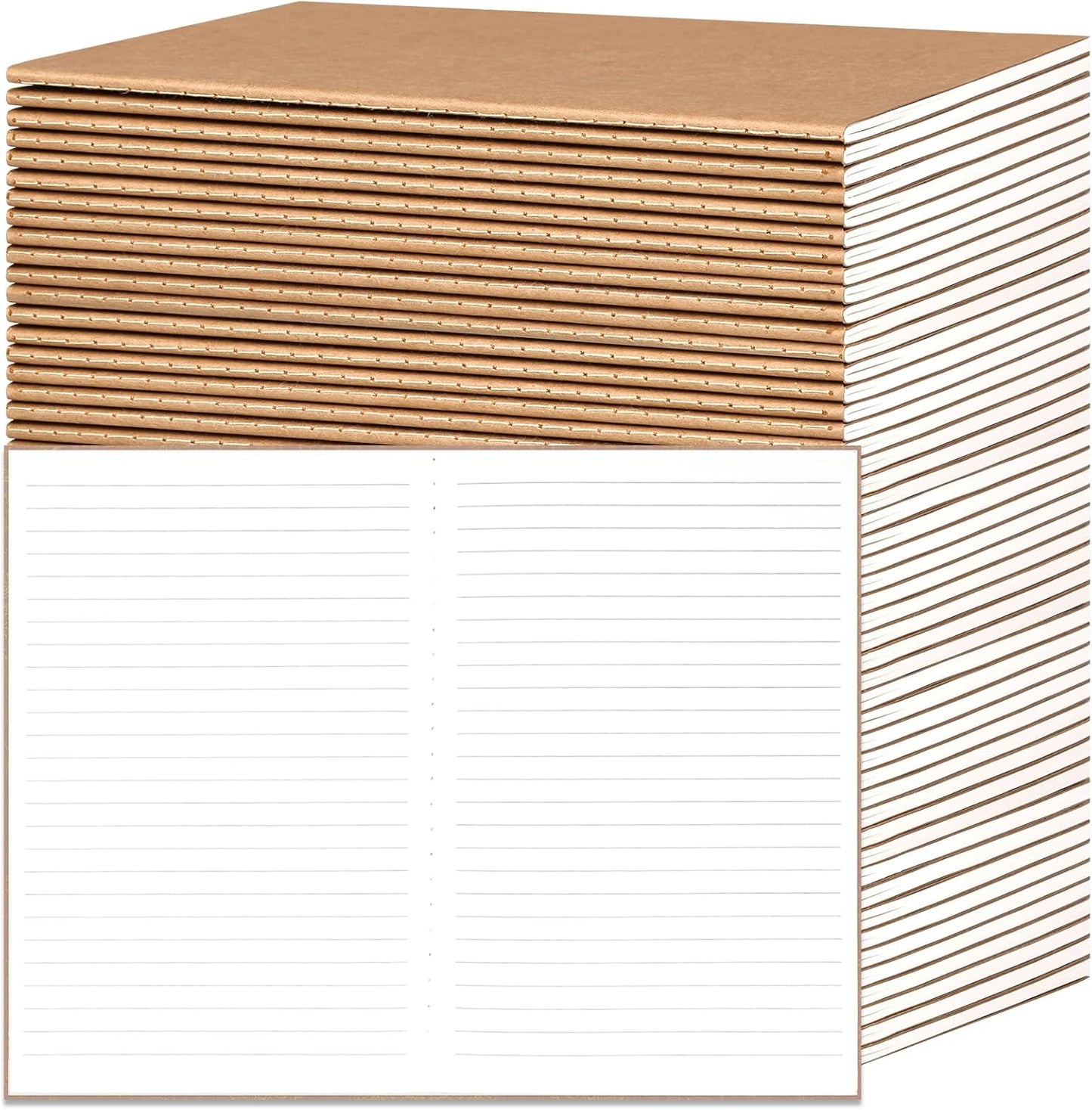 EOOUT 24 Pack Blank Kraft Notebooks, A5 Journals Notebook Bulk, Unlined Paper Sketchbooks, 8.3x5.5in 60 Pages Travel Journal Set for Journaling, Student, Kids, Writing