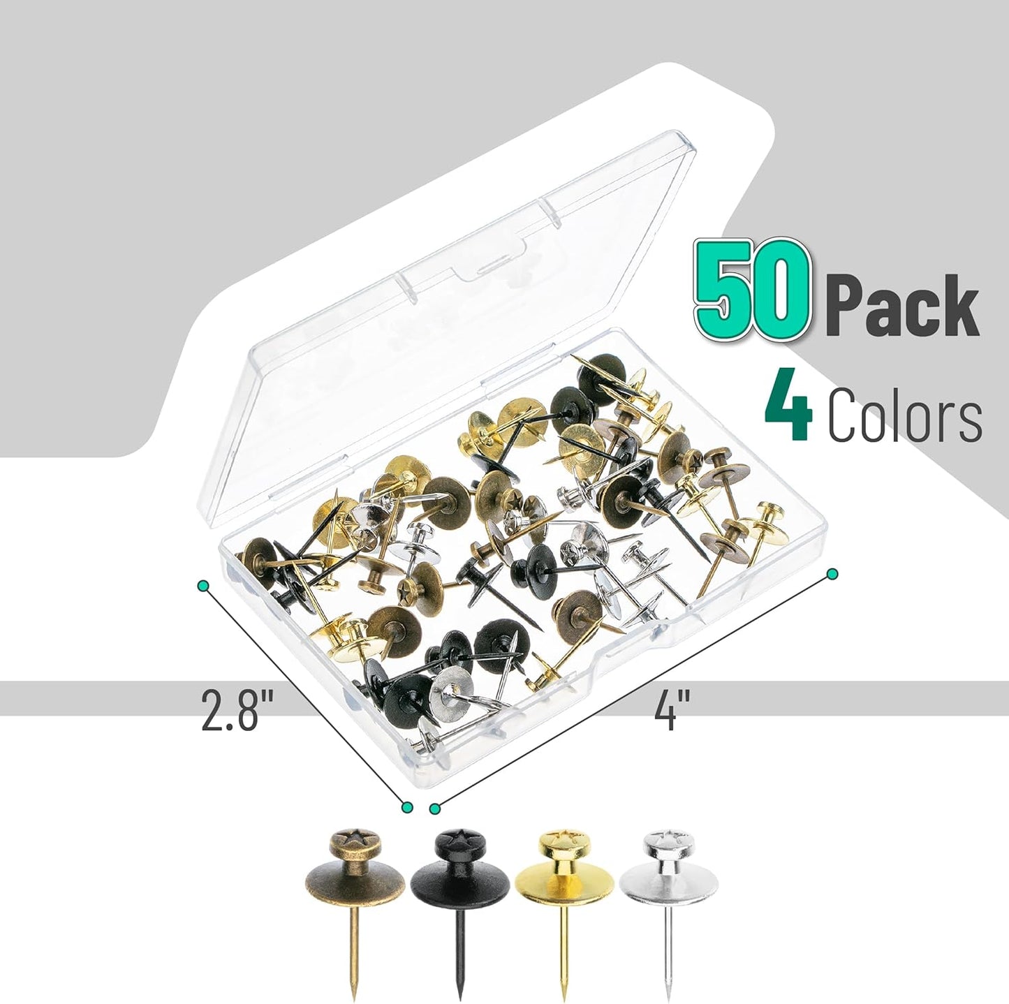 Mr. Pen- Double Headed Picture Hanging Nails, 50 Pack, Black, Push Pins for Wall