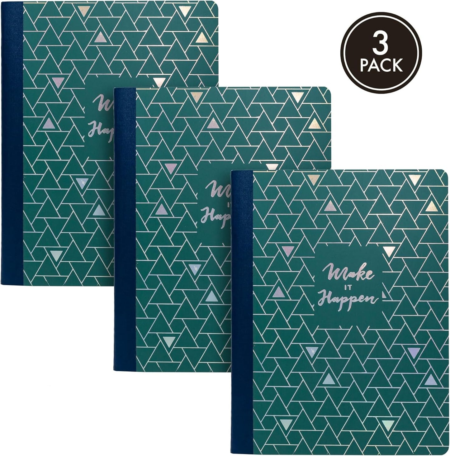 Pukka Pad, Composition Notebooks - 3 Pack of Journals Featuring 140 Pages of College Ruled 80GSM Paper with Sturdy Cover Stock - 9.75 x 7.5in - Bloom