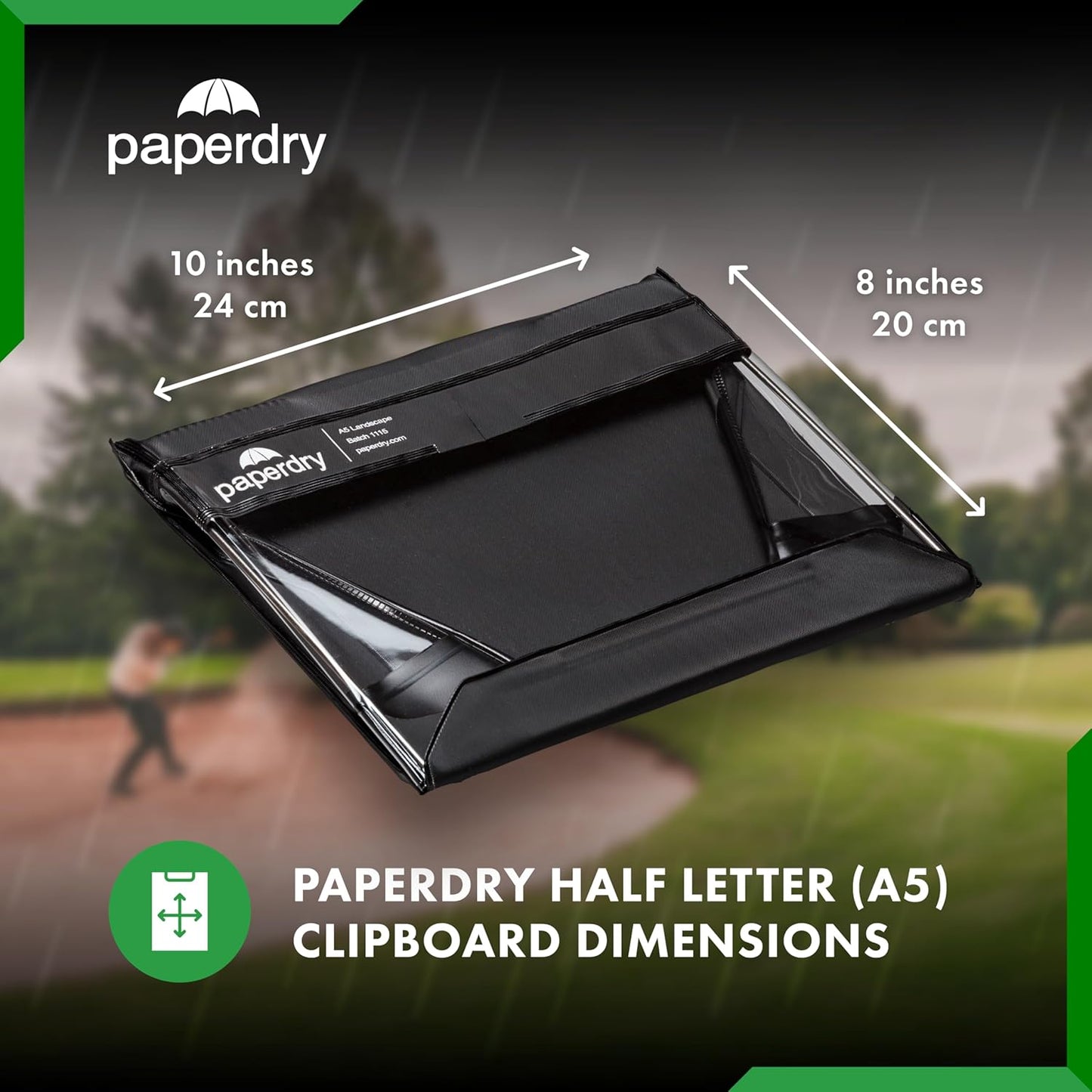 Waterproof Clipboard A4 Portrait by Paperdry, Black, Superior PVC Plastic with Cold Protection, Outdoor Covered Clip Board with Storage, A4 Waterproof Document Holder