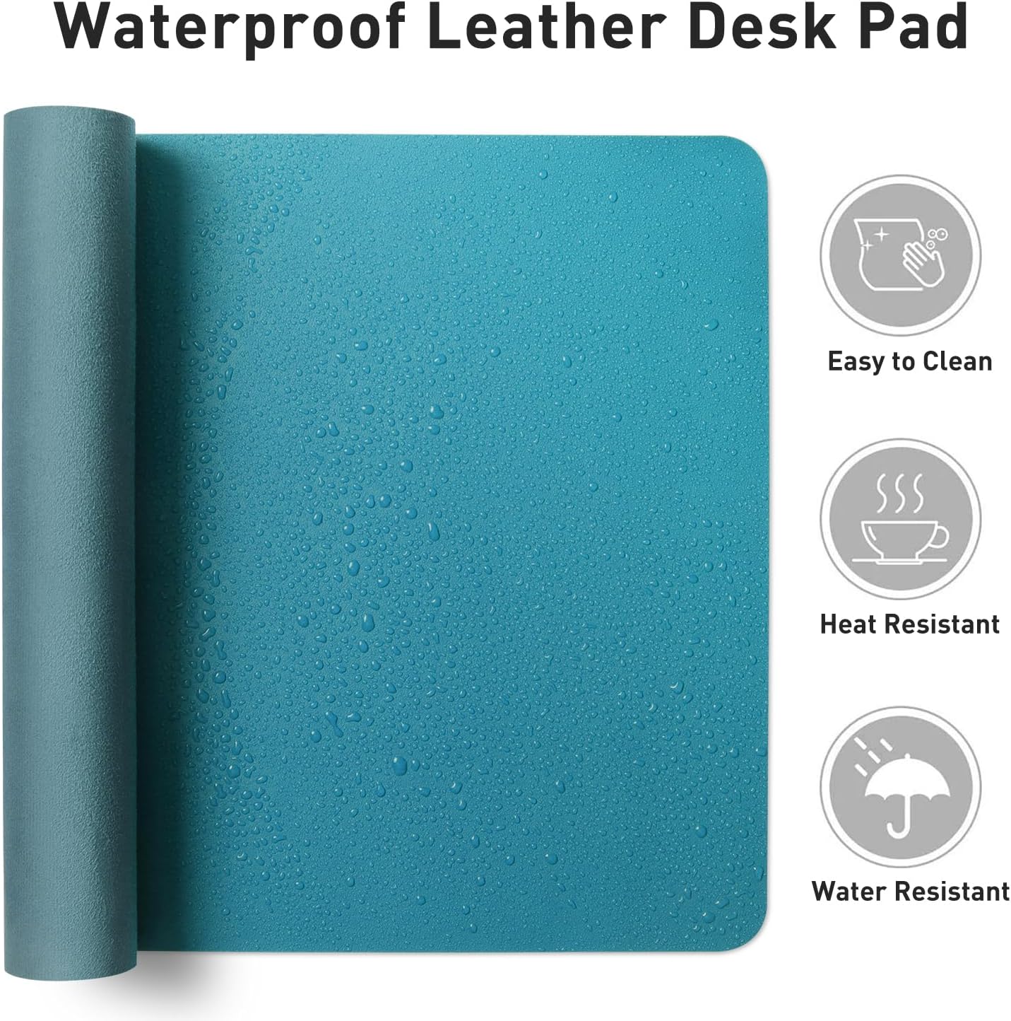 Aothia Leather Office Desk Pad Protector, Non-Slip PU Leather Desk Blotter, Waterproof Laptop Writing Mouse Pad for Office and Home, Black, 31.5" x 15.7" - Colors A