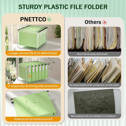 12 Pack Hanging File Folders, Blue Hanging File Folders, Plastic File Folder Hanging with Tabs, Filing Cabinet Folders Organizer Letter Size Paper Storage - Home Schoool Office Supplies