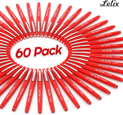 Lelix Felt Tip Pens, 15 Black Pack, 0.7mm Medium Point, Felt Tip Markers Pens for Journaling, Writing, Note Taking, Planner, Perfect for School Office and Art Supplies