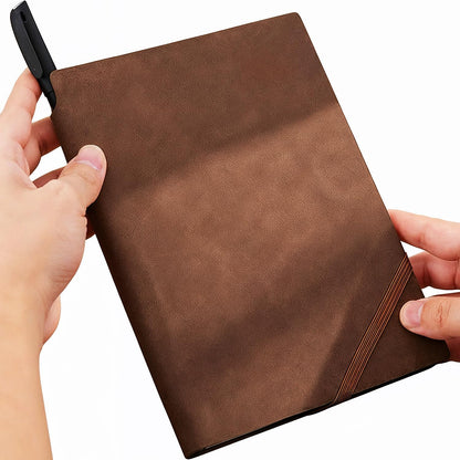 Faux Leather Notebook Journal - 200 Pages Lined Vegan Leather Journal for Writing, A5 Soft-Cover Journaling Notebook Gift Set with Pen for Travel, Office, Daily Writing