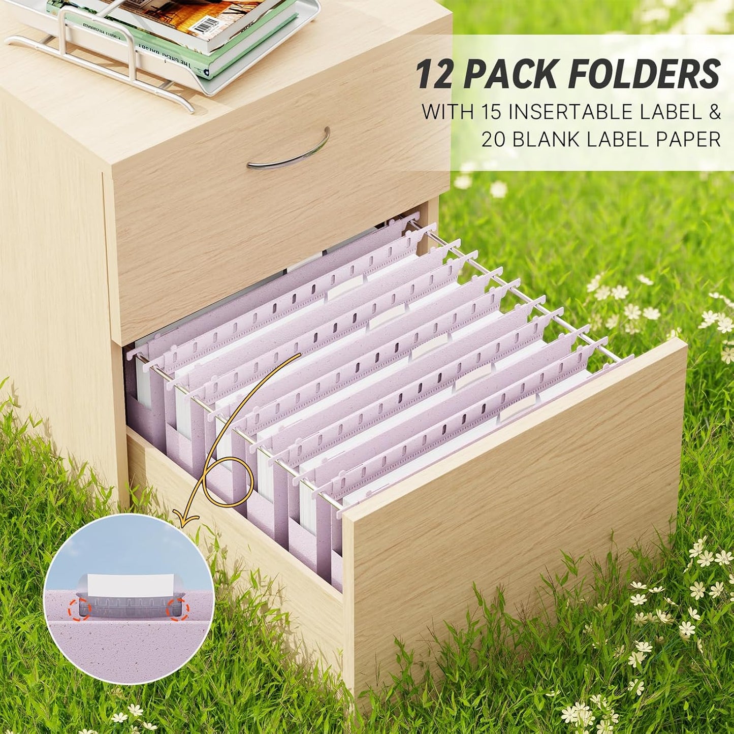 XINGIA Legal Size Hanging File Folders Extra Capacity,1'' Expansion Hanging Folders for Filing Cabinet,12 Pack Wheat Straw File Folders Hanging with Tabs,Pastel Hanging File Organizer for Office