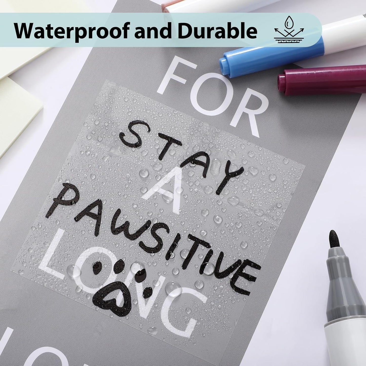 [1000 PCS] Transparent Sticky Notes, 6 Sizes Clear Sticky Notes Pads, Waterproof Self-Adhesive Translucent Sticky Notes for Annotating Books, See Through Sticky Notes for School & Office