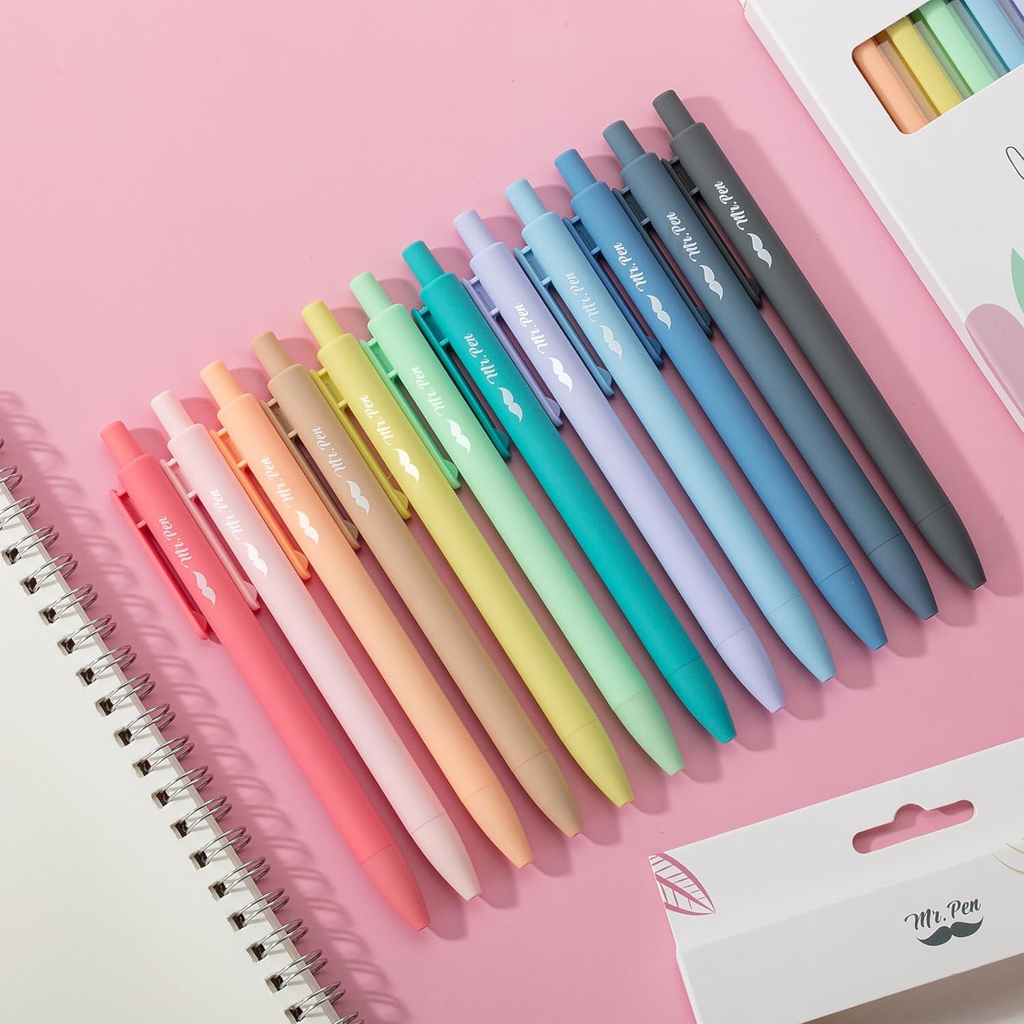 Mr. Pen- Retractable Gel Pens, 12 Pack, Colorful Ink, Fine Point 0.7mm, Fast Dry, Smooth Writing, Cute Pens for Drawing, Writing Planner and School Supplies