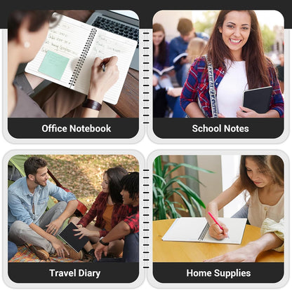 EUSOAR Spiral Notebook, A5 12packs 5.5"X8.3" 120 Pages Lined Travel Writing Notebooks Journal, Memo Notepad Sketchbook, Students College Office Business Subject Diary Ruled Book Journal-Black Cover