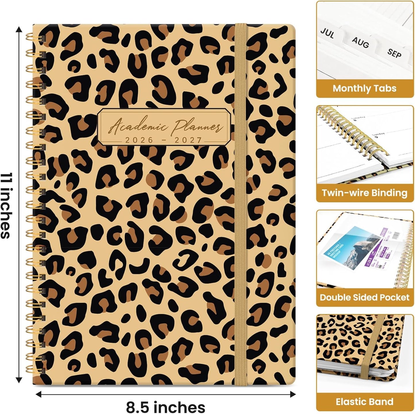 Planner 2026-2027, Academic Year Monthly and Weekly Calendar Planner, Jul 2026 - Jun 2027, Hardcover Teacher Student Planning Agenda book with Tabs, Perfect for School Office Supplies, 6.3" x 8.5" - Wildflowers