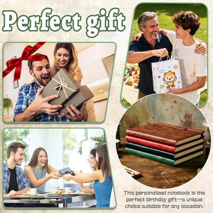 Personalized Text A5 Lined Journal Notebook for Men Women Custom Leather Journal Life Tree Notepad Gift to Writing Travel Business Work School College (Custom notebook - 4)