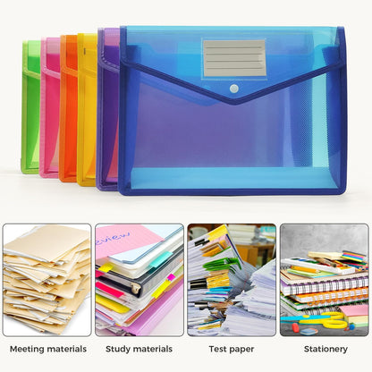 Plastic Expanding File Folder, Envelope Folders for Documents, Waterproof Transparent Expandable File Folder, Large Capacity, Fit Letter/A4 Size (Multicolor-6 Pack)