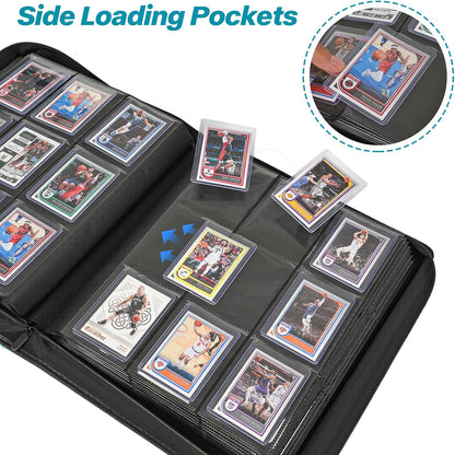 9 Pocket TopLoader Binder, Holds 360 3”x4” Toploader Hard Cases, Sleeves Card Collection Binder, 20 Double Sided Pages, Compatible with Trading & Sports Holder - Black
