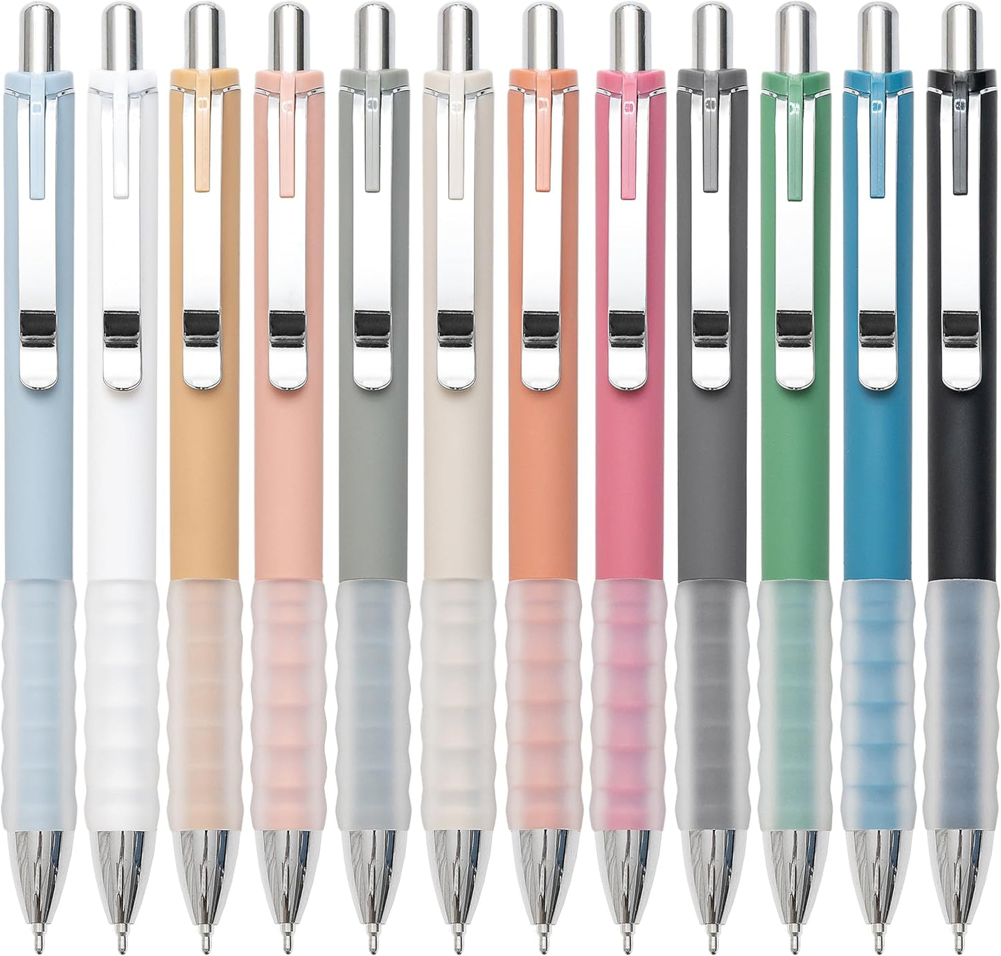 Linbsunne Ballpoint Pens Black Medium Point 1mm Pen with Super Soft Grip Ball Point Pen for Men Women Retractable Pens (gold-12 pcs)