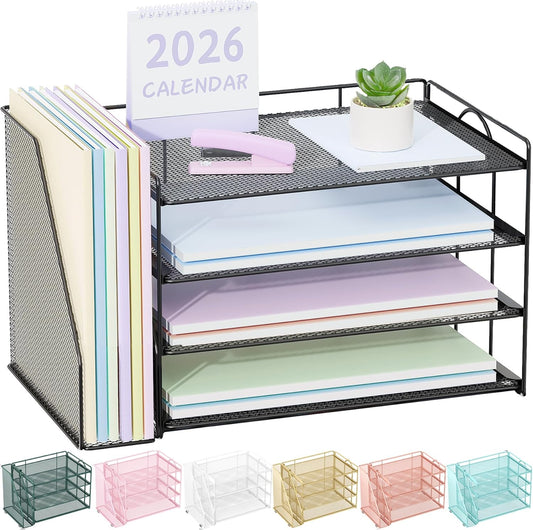 Spacrea Paper Organizer, Desk Organizers and Accessories for Desk with File organizer, Desk Accessories & Workspace Organizers for Catalog & Reference Racks (Dark Green)