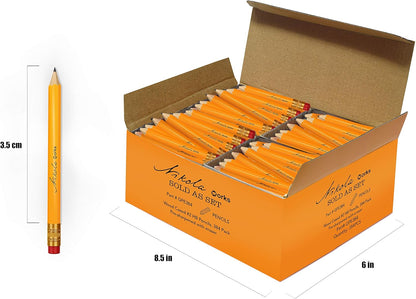 Mini Golf Pencils Without Erasers - 96 Count - Classic Pre-Sharpened #2 HB American Pew Pencils Standard Hex Shaped Bulk Pack