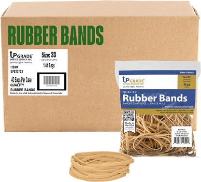 Upgrade Office Supply UPG22733 Rubber Bands, Size #33 (3-1/2” x 1/8”), 150 Bands, 1/4 lb, USA