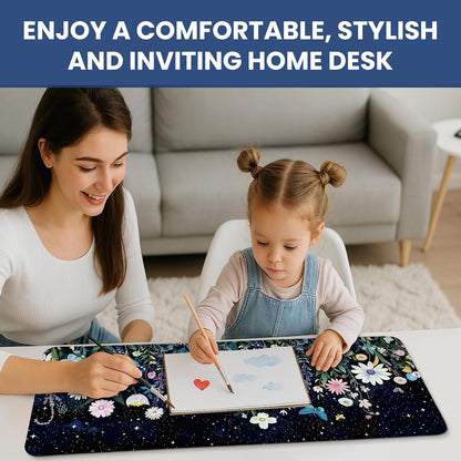 Large Mouse Pad for Desktop, Cute Desk Mat Pad Protector for Work & Gaming, Aesthetic Pretty Anti-Slip Laptop Blotter Cover for Office School Home Supplies, Wildflowers, 31.5" x 11.8"