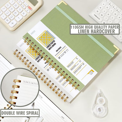 OWSC Lined Spiral Notebook with thick 110 GSM Papers, 320 Pages B5 Size College Ruled Notebook, Hardcover 7.1 x 10 Inches Journal for Women and Men, Notebooks for work, School (2 Pack B5 Grey Green)