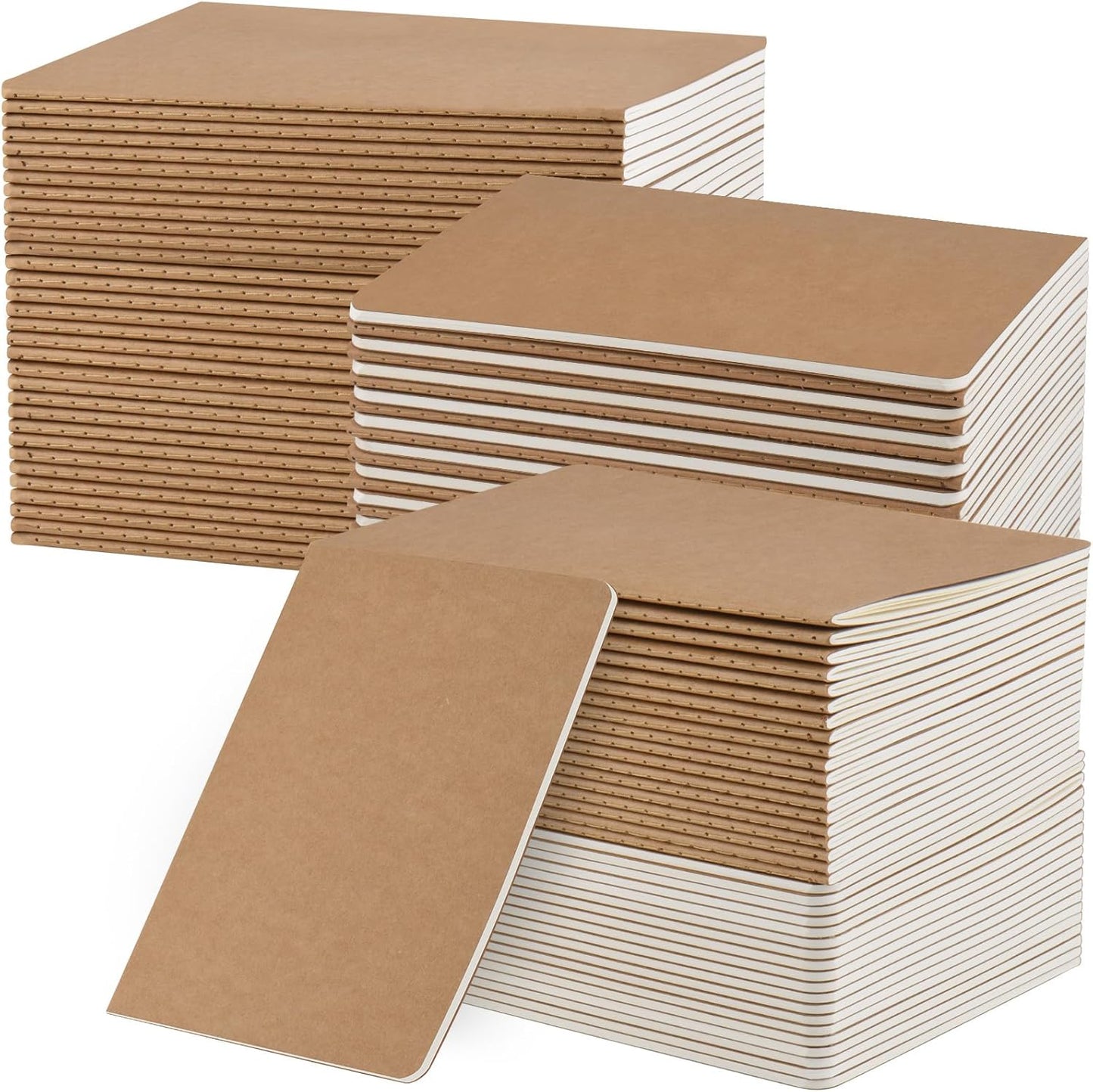 ZCZN 50 Pack A5 Kraft Notebooks Bulk, 8.15x5.5 Inches Blank Journaling Notebooks, Notebooks for Work, Composition Notebooks for School, Journal notebooks for kids, 60 Pages