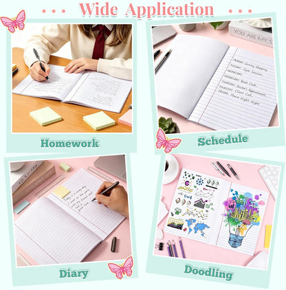 6 Pack Marble Composition Notebook Wide Ruled Preppy Composition Notebooks,Back to School Coquette Aesthetic Notebooks Perfect-bound 80 Pages (40 Sheets) 9.75x7.5 Inches
