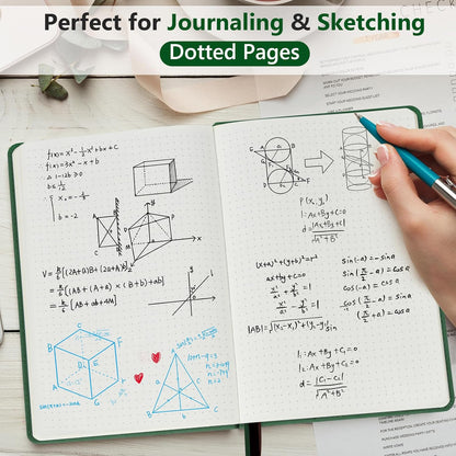 PERCUN Graph Paper Notebook, 160 Pages Grid Journal for women & men, A5 Hardcover Leather Graphing Notebook for School, Work, Travel, Note Taking 5.9”x8.5” (Black)