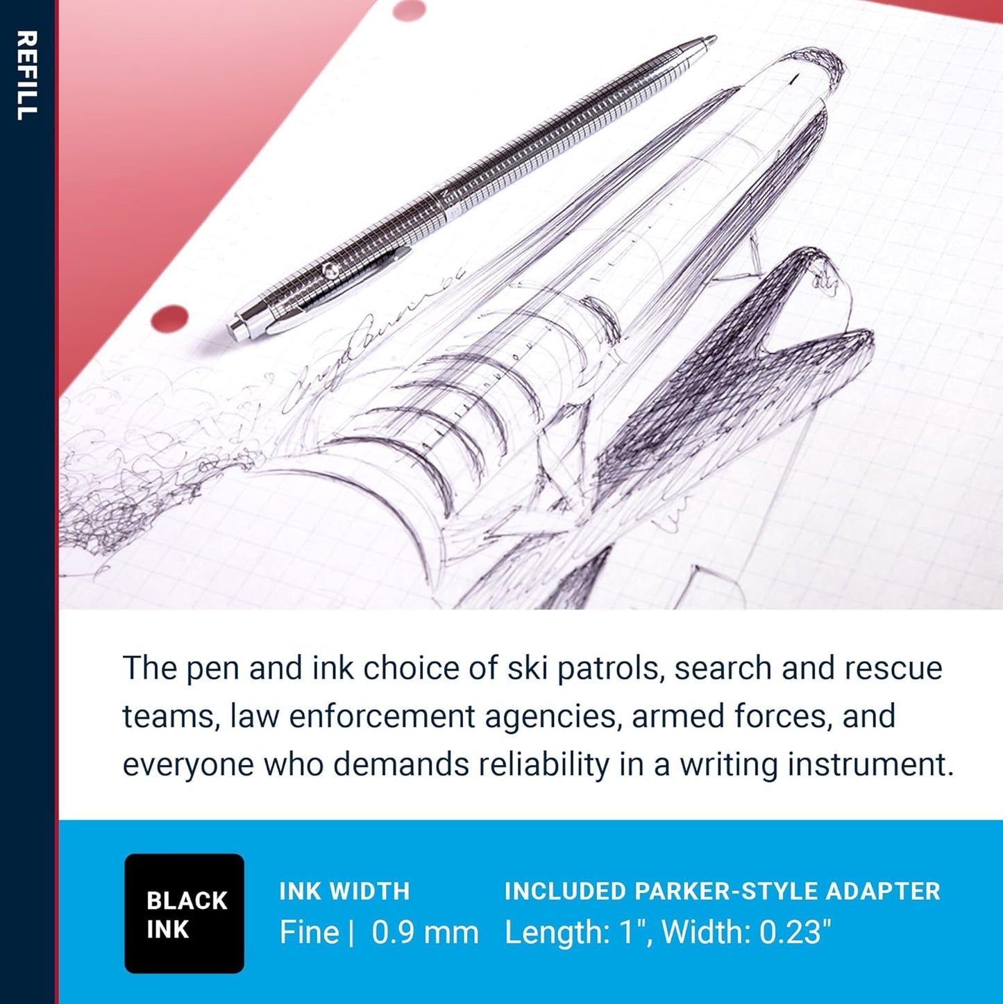 Fisher Space Pen Fine Point Pressurized Cartridge Refill, Red Ink, 2 Pack