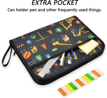 Mushroom Botanical Dragonflies Butterflies Expanding File Folder with Sticky Labels, 13 Pockets Accordion File Folder Document Organizer Expandable Zip File Folder with Zipper Closure