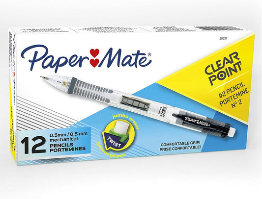 Paper Mate Clearpoint Mechanical Pencils, 0.7mm HB #2 Lead, Blue Barrels, 12 Count - Teacher Supplies, Journaling, Note Taking
