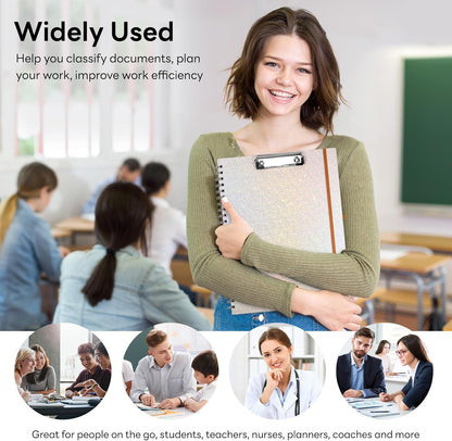 Glitter Clipboard Notebook with Storage for Letter Size, 8.5 x 11 Notepad Holder with 5 Folders and Dividers, Size 12.8X 9.7 in, Spiral Portfolio for Nursing Teacher School Supplies,.Teal