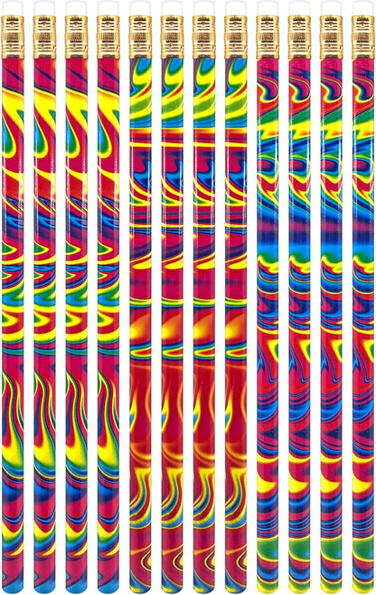 Scribble Stuff Fashion Pencil Pack, Rainbow Swirl Edition, Unsharpened, Back To School Pencils, 12 Count