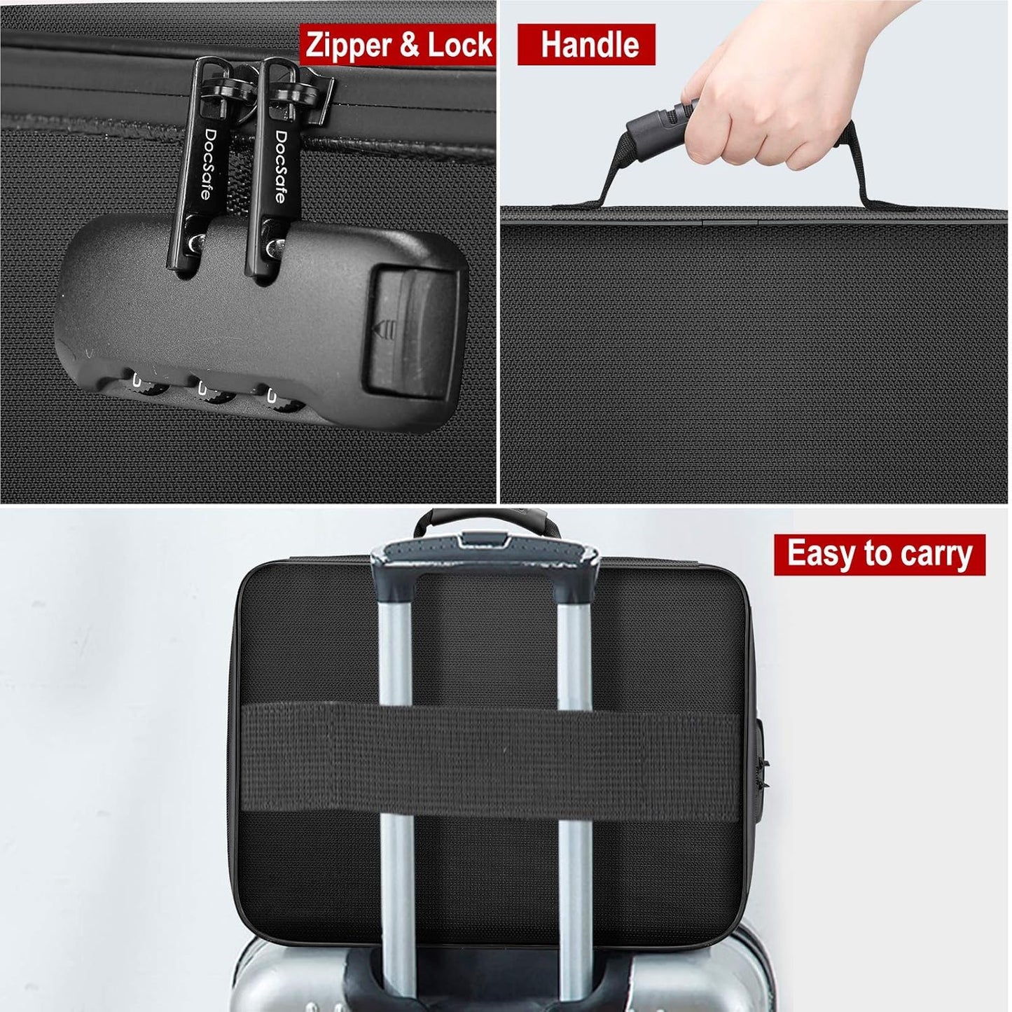 DocSafe 5200°F Document Organizer with Lock, Upgraded Heat Insulated Fireproof＆Water-Resistant Box 8 Layers File Organizer, Portable Home Travel Safe Storage for Important Documents and More