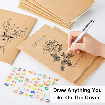 feela 90 Pack Kraft Notebooks Bulk, Lined Travel Journals Note Pad Notebooks for Men Women Girls Students, Making Plans Writing Memos Office School Supplies, A5, 60 Pages, 8.3” X 5.5”