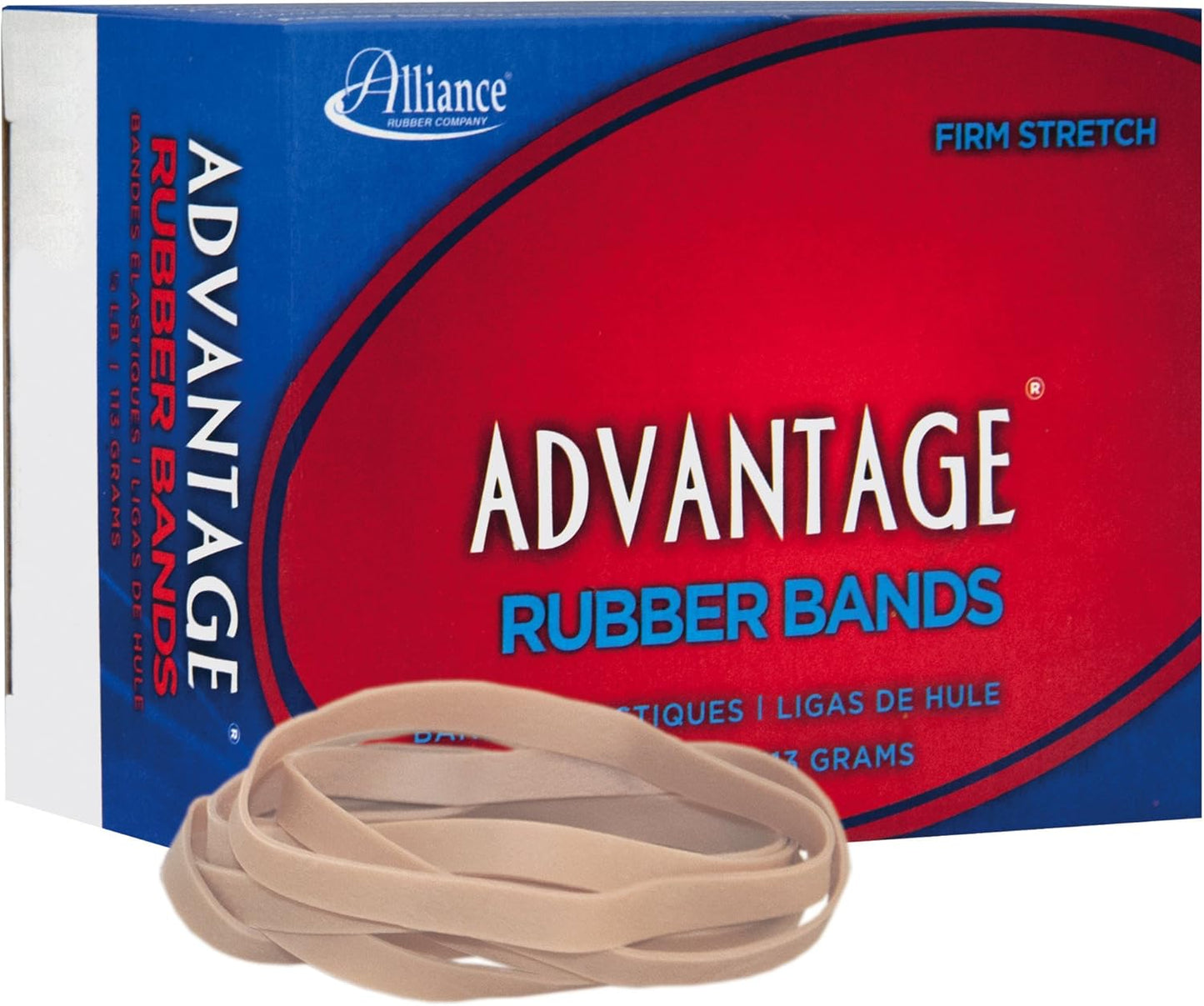 Alliance Rubber 26649 Advantage Rubber Bands Size #64, 1/4 lb Box Contains Approx. 80 Bands (3 1/2" x 1/4", Natural Crepe) Beige