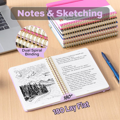 deli Rose Red Lined Spiral Journal Notebook, 160 Pages, A5 (5.5"x8") Hardcover Writing Notebook, College Ruled Spiral Bound Journal for Women & Men - Perfect for Work, School, Office & Note Taking