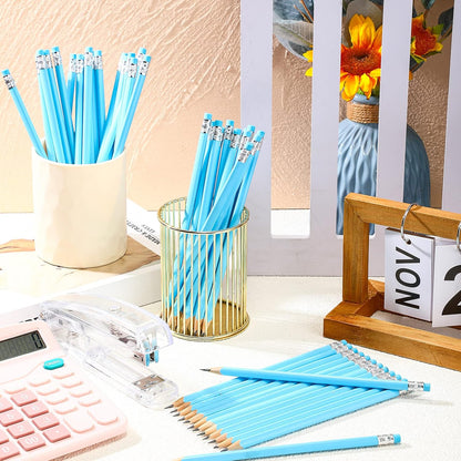 Tinlade 50 Pcs Triangular Grip Pencils Wood Wedding Pencils HB Graphite Pencil Pack Eraser for Baby Shower Drawing Sketching Bridal Shower Office Supplies(Pink)