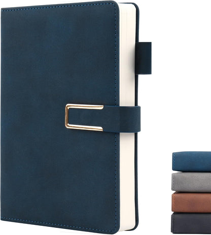 Hardcover Lined Notebook Journal for Women & Men,256 Pages 5.7 x 8.3 inches,A5 Ruled Notebooks Magnetic Closure Leather Journal,Daily for Work,Meeting,Travel,Writing,School and Note Taking (Gray)