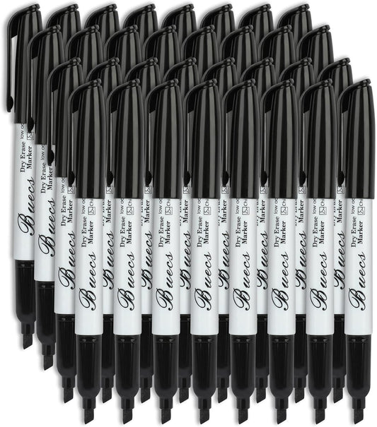 Buecs Black Dry Erase Markers, Low-Odor, 108 Count, Chisel tip, Perfect for Writing on Whiteboards, Dry-Erase Boards, Glass, School Office Supplies