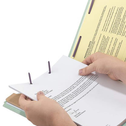 Smead End Tab Pressboard Classification File Folder with SafeSHIELD® Fasteners, 1 Divider, Gray/Green, Letter Size, 10 per Box (26800)