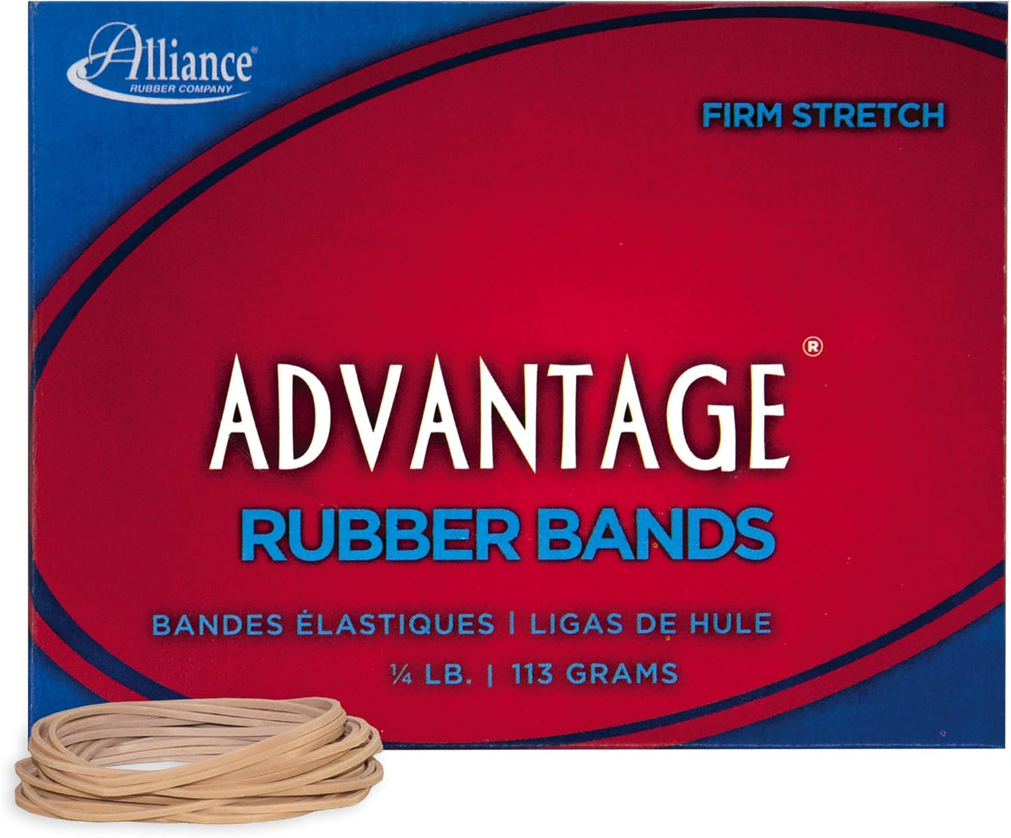 Alliance Rubber 26649 Advantage Rubber Bands Size #64, 1/4 lb Box Contains Approx. 80 Bands (3 1/2" x 1/4", Natural Crepe) Beige