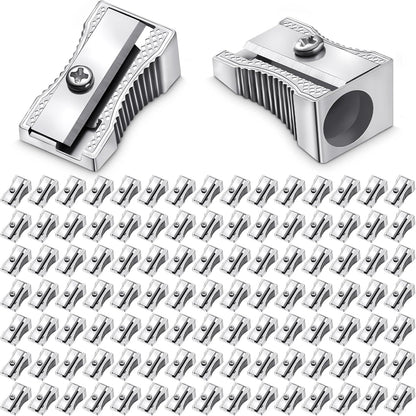 Fumete 96 Pcs Metal Mini Pencil Sharpeners Bulk Handheld Metal Pencil Sharpeners Single Hole Aluminum Alloy Manual Sharpener Bulk for School Office Stationery Classroom Supplies