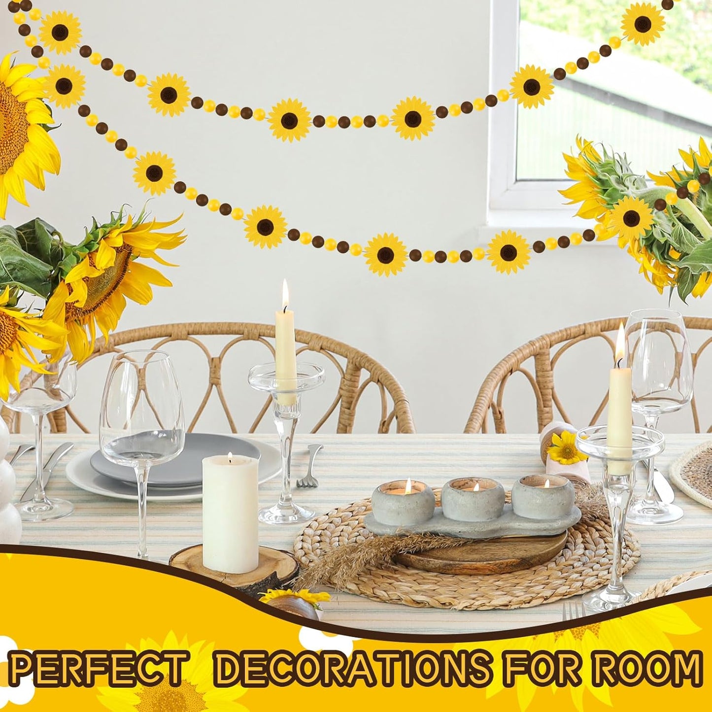 8.2 Ft Pencil Wooden Garland Graduation Yellow Pencil Banners with Cute Beads Hanging Ornaments for Kindergarten Classroom Office Home First Day of School Party Decor