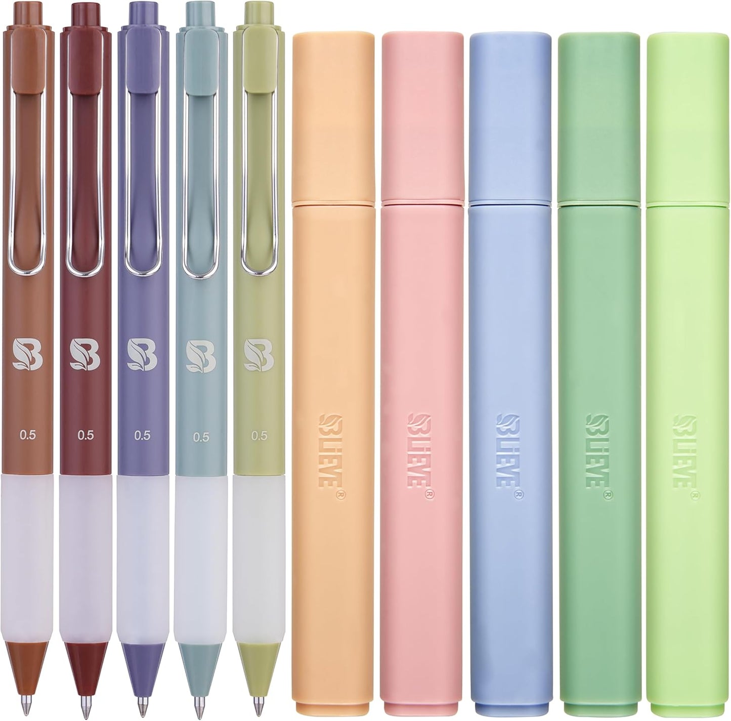 BLIEVE - Aesthetic Highlighters and Gel Pens With Soft Ink and Chisel Tip, Bible Highlighters and Pens No Bleed, Dry Fast Easy to Hold, for Bible Journaling Planner School Supplies (MORANDI)