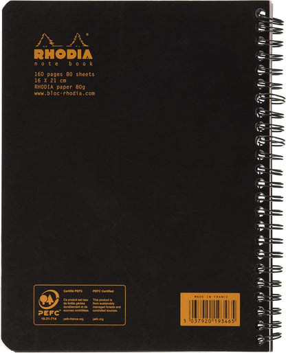 Rhodia Wirebound Notebooks - Lined w/ margin 80 sheets 8 1/4 x 11 3/4 in. - Black cover