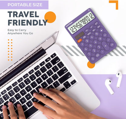 CATIGA 12 Digit Desktop Calculator Basic Desk Calculator with Large LCD Display, Big Buttons, 4 Function, Solar and Battery Dual Power, for Office, School, Home, SD-1292 Green