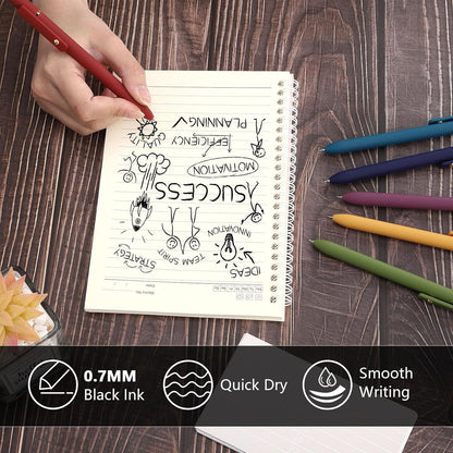 FIOVER 5pcs Gel Pens Quick Dry Ink Pens Fine Point Premium Retractable Rolling Ball Gel Pens Black Ink Smooth Writing for School Office Home